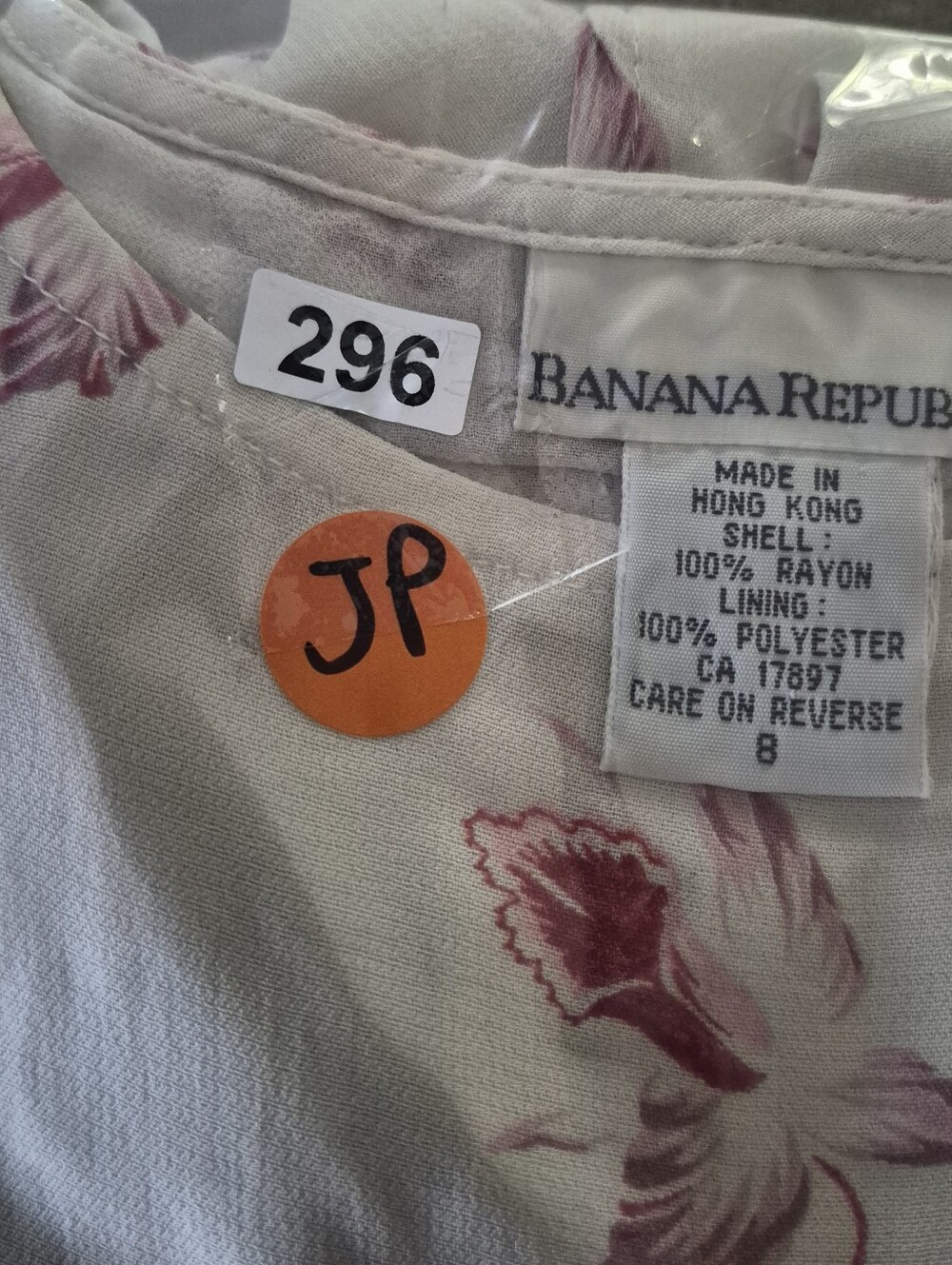 Vintage Banana Republic Cream Maxi Wrap Dress with Pink Floral Motif - Picture 13 of 13